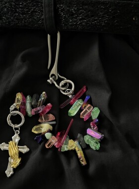 Domy Land原创小众几何不规格纯色矿石钥匙扣挂件穿搭腰间挂饰品