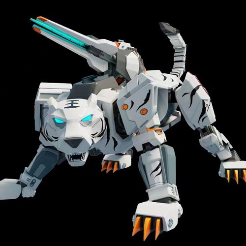 现货变形部落灵兽白虎黑豹玩具