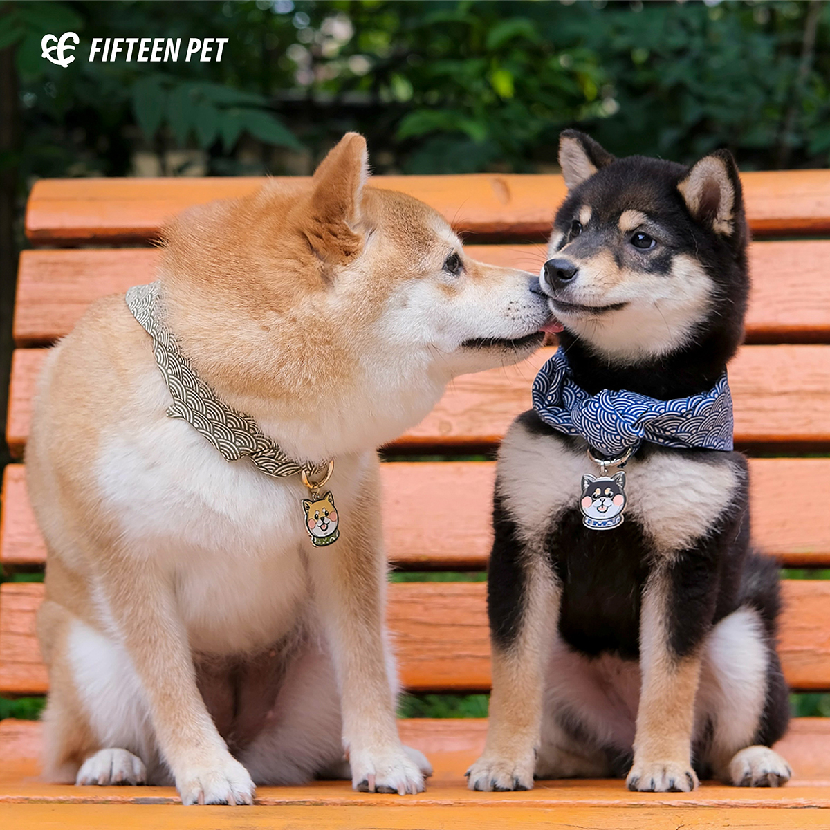FIFTEENPET柴犬狗牌刻字口水巾
