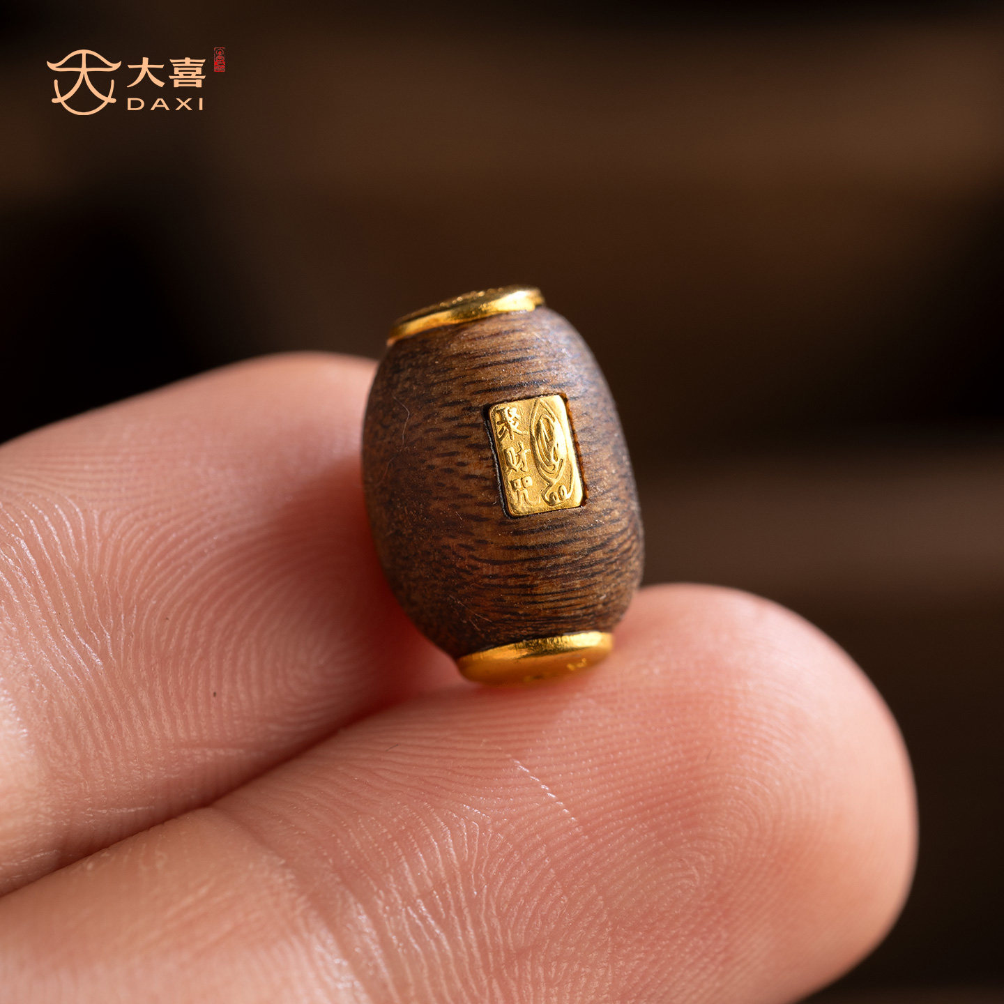 原创S925银镀金奇楠沉香木桶珠