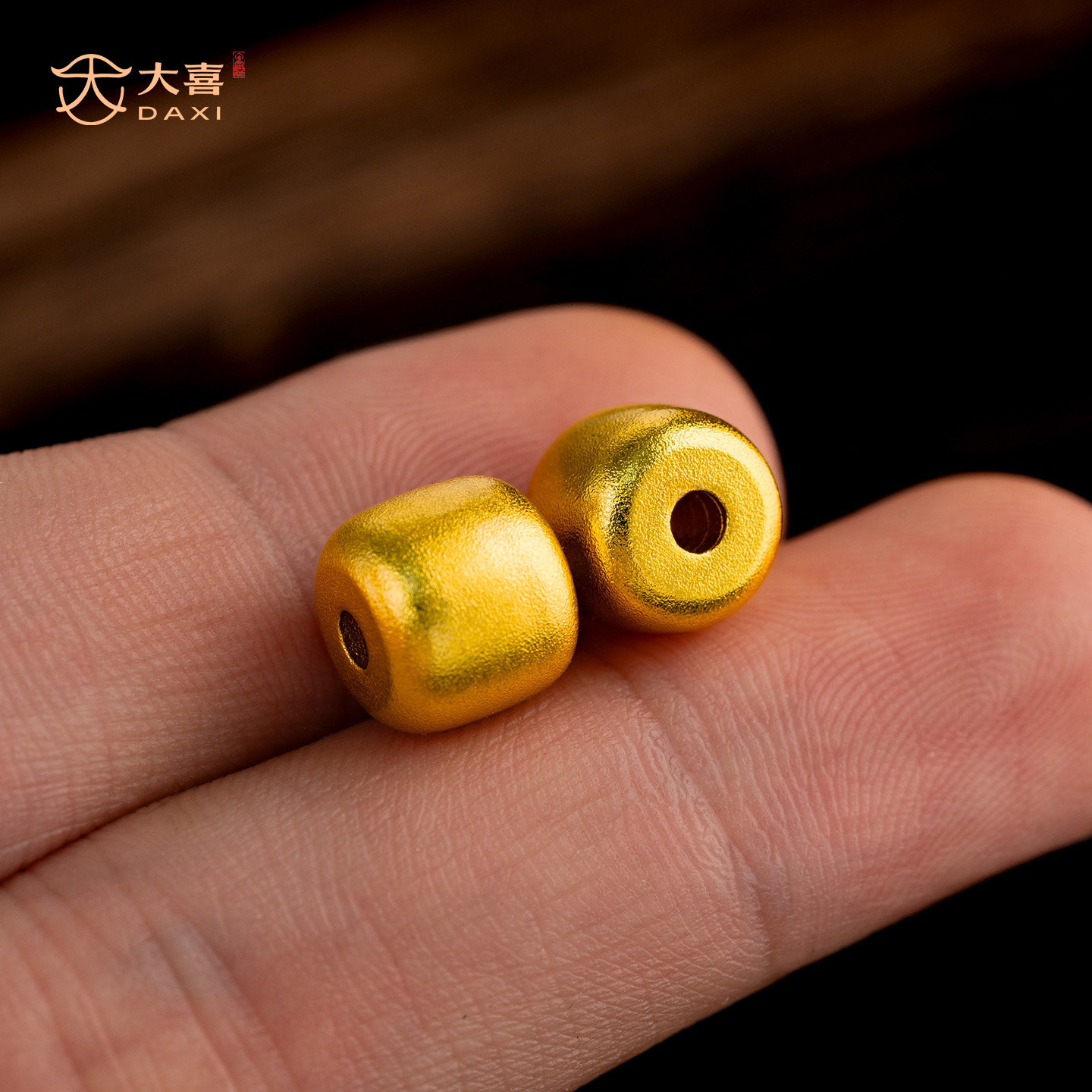 古法24K工艺黄金色老型桶腰珠
