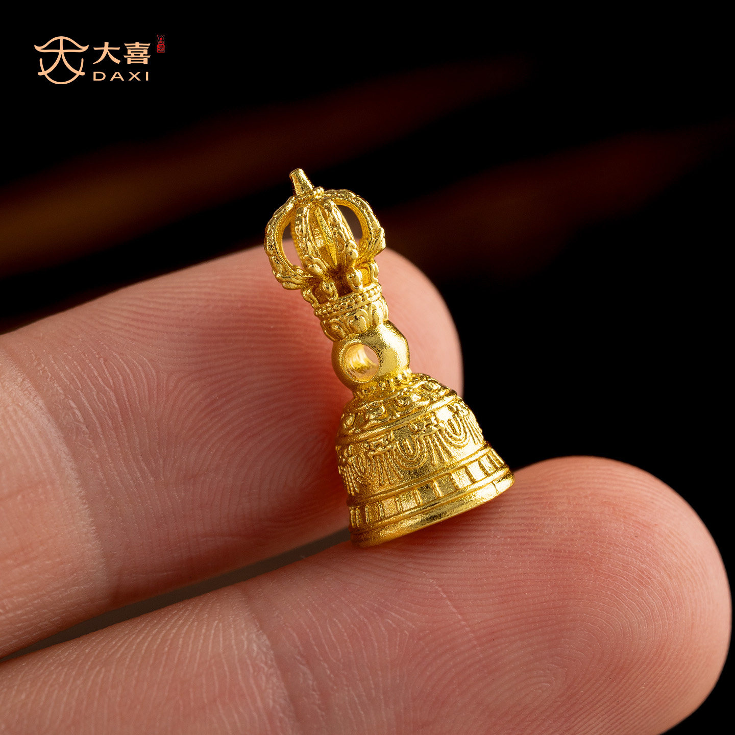 古法24K工艺黄金色文玩金刚杵降魔杵背云隔珠吊坠佛珠手串配饰品