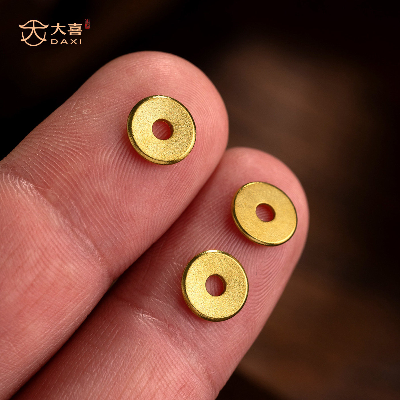 古法金24K工艺黄金色超薄圆隔片保色diy手链配珠垫片文玩手串配件