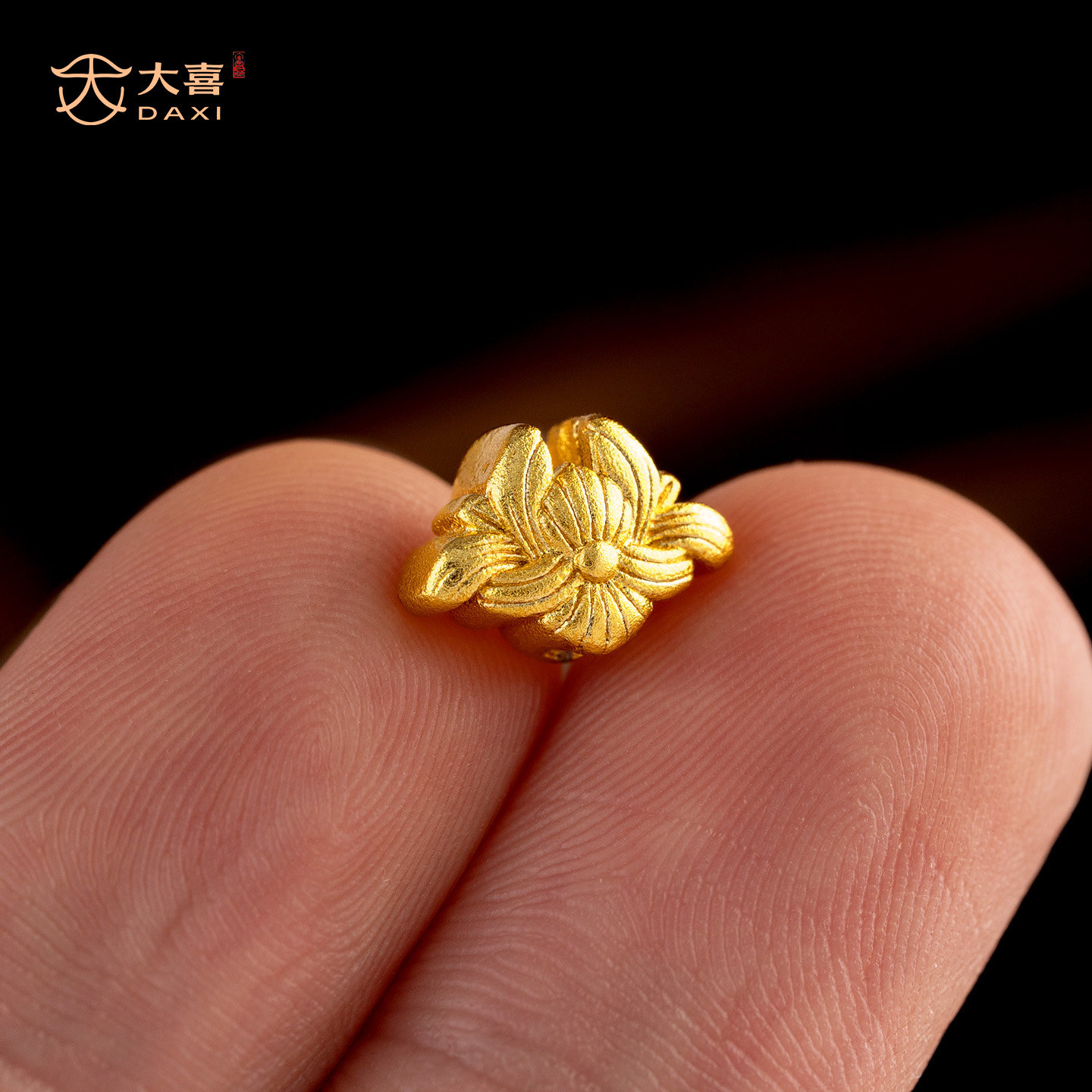 古法24k工艺黄金色莲花背云手串配饰手链文玩线束108佛珠diy配件