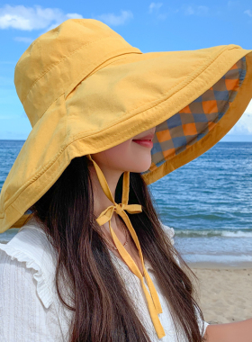 大檐双面夏天韩版百搭渔夫帽子