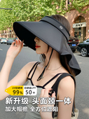 全方位防晒帽女夏季 防紫外线护颈遮阳渔夫帽大帽檐骑车空顶太阳帽