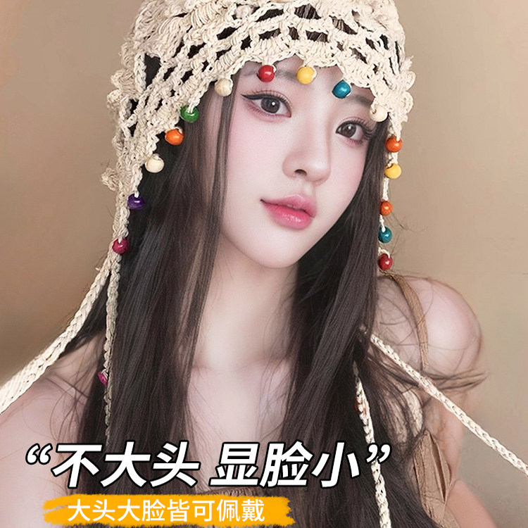 波西米亚花朵流苏编织包头帽女复古镂空民族风套头帽手工针织帽子,服饰配件/皮带/帽子/围巾,帽子,淘宝优惠券,粉丝福利购,淘宝优惠卷