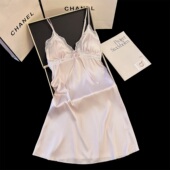 带胸垫睡裙女吊带裙夏季 冰雪丝藕粉色简约高级感冰丝凉感家居服薄