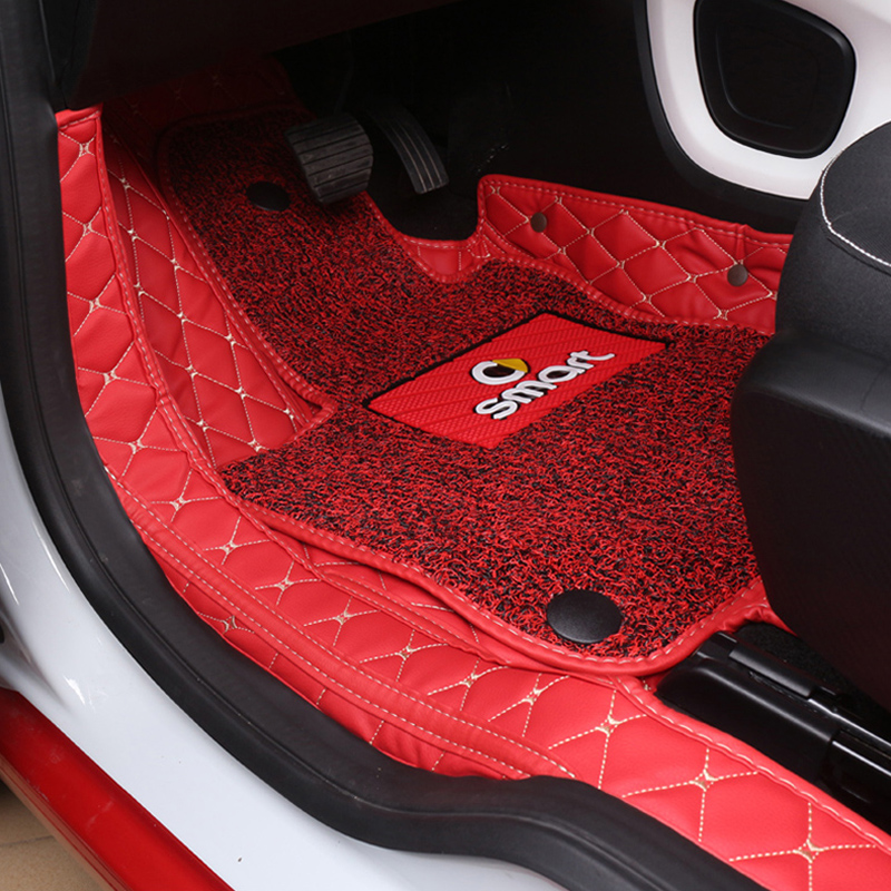 Benz斯玛特 全包围丝圈脚垫双层保护垫汽车内饰2009-2014老款装饰