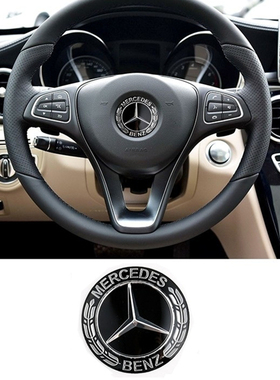 适用于benz方向盘标 C200 E260L GLK300 GLC GLA CLA中心贴车标志