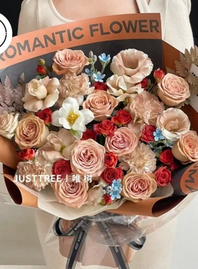 油画风鲜花包装纸花束包花牛皮纸氛围纸艺术纸花艺材料花店资材