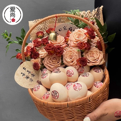 花艺插花篮月子鸡蛋花篮水果篮