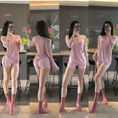 T恤女瑜伽上衣 长袖 侧开叉宽松休闲外穿搭配早春新款 运动健身罩衫