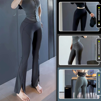 速干高弹微喇开叉健身长裤运动休闲外穿瑜伽长裤喇叭裤