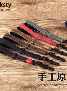 微单相机牛皮腕带适用索尼A7RM4 M5 6700 A7C2 ZV10 ZfcZ30手挂绳