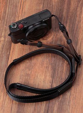 微单相机羊皮肩带适用索尼黑卡RX100M3M4M5M6M7理光GR234G7X3背带