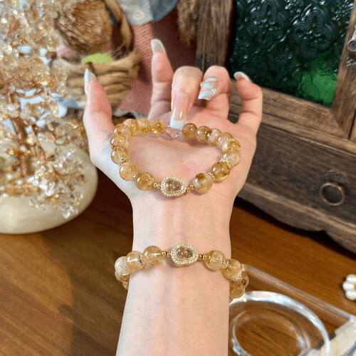 黄水晶【金福袋招财】吉祥物事业手串葫芦蛇年黄塔晶女旺手链天然