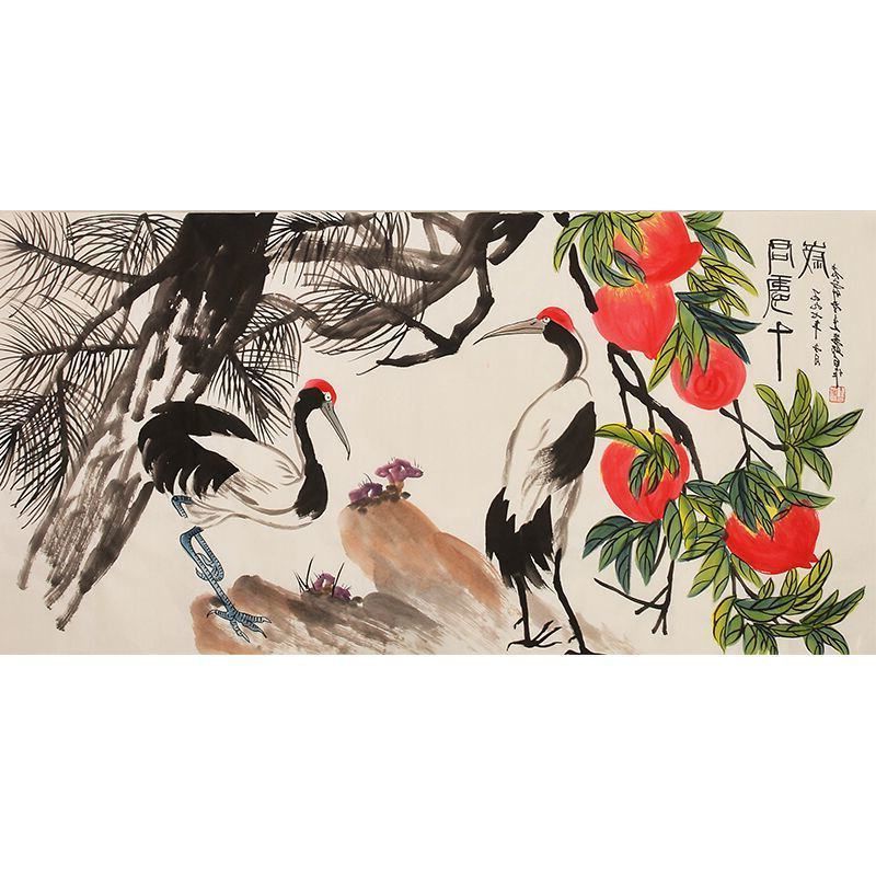娄师山水画办公室名家壁画装饰画国画手绘画白纯画玄关鸭子水墨画