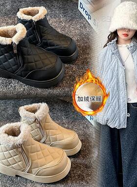 女童雪地靴2026冬季新款儿童加绒保暖棉鞋时尚百搭学生厚底棉短
