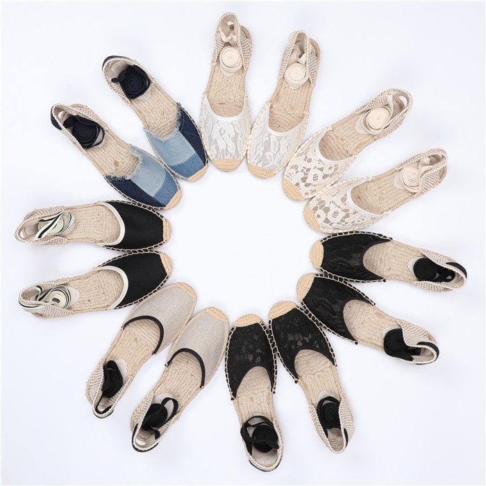 外贸草编麻底渔夫鞋平底包头凉鞋