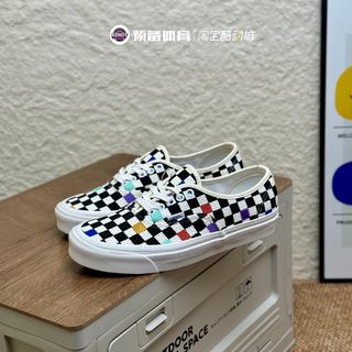 VANS范斯Authentic低帮男女黑白编织刺绣棋盘格帆布鞋VN0A54F29GL