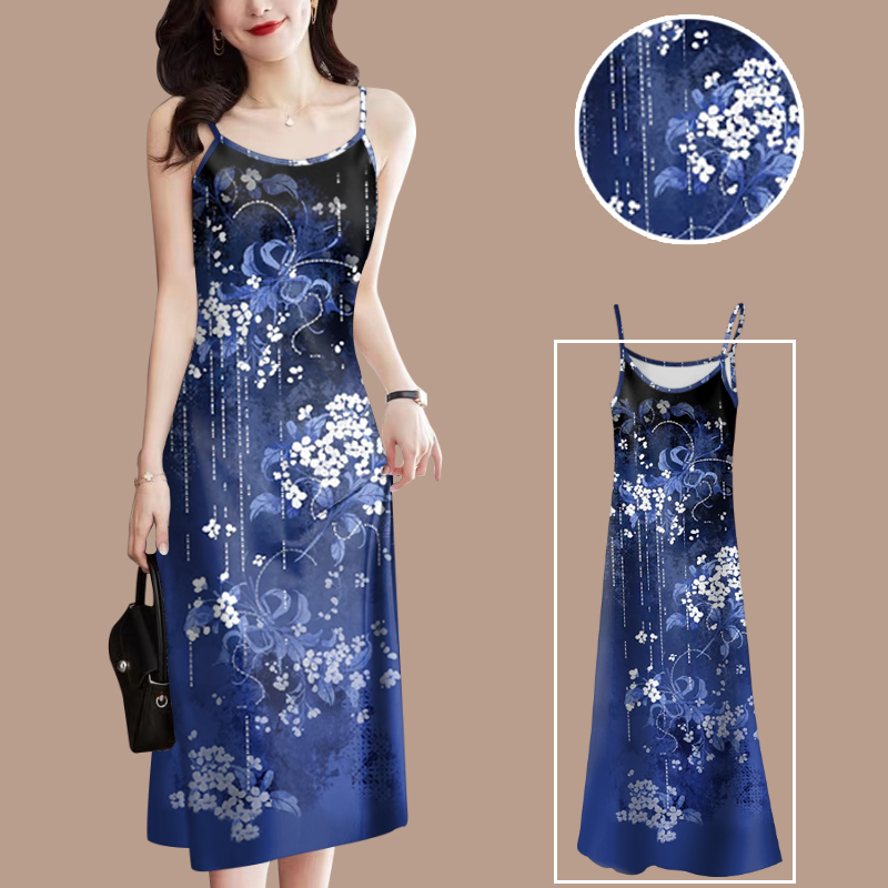 2025新款夏季时尚吊带气质连衣裙中国风宽松显瘦外穿女装吊带裙