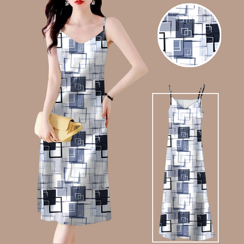 连衣裙夏季女装吊带内搭无袖中长裙中年妈妈装宽松显瘦遮肚子女