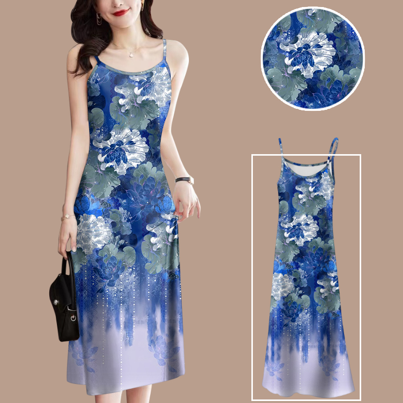 2025新款夏季时尚吊带气质连衣裙中国风宽松显瘦外穿女装吊带裙