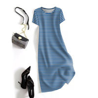 Great bargains! Summer's new high-end mid-length long dress, pure cotton short-sleeved women's dress that covers the belly and makes you look younger. Women's top thumbnail 4
