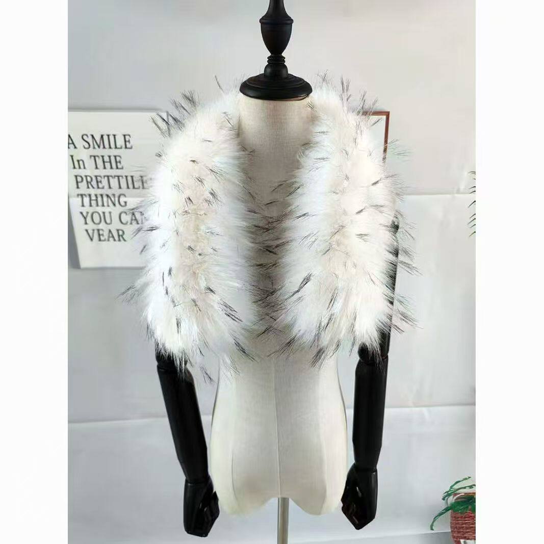 汉服披肩毛领羽绒服放貉子毛超长cos服通用男女儿童毛领通用