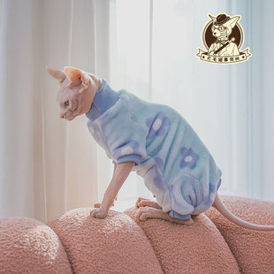 25年秋冬无毛猫德文猫咪衣服保暖加厚柔软纯棉舒服长袖 打底四脚衣