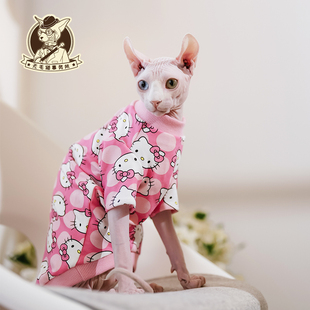 2022秋季 纯棉高弹无毛猫衣服德文宠物小猫卡通长袖 透气打底衫 新款