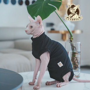 2023年秋季 无毛猫衣服德文卷毛猫小猫纯棉透气纯色包肚四脚衣 新款