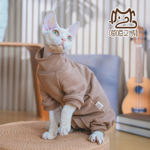 加厚保暖无毛猫德文宠物猫纯棉衣服休闲打底四脚包肚衣 2023年秋季