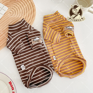 卫衣高弹耐脏打底衫 25秋季 无毛猫德文宠物小猫咪纯棉休闲条纹长袖