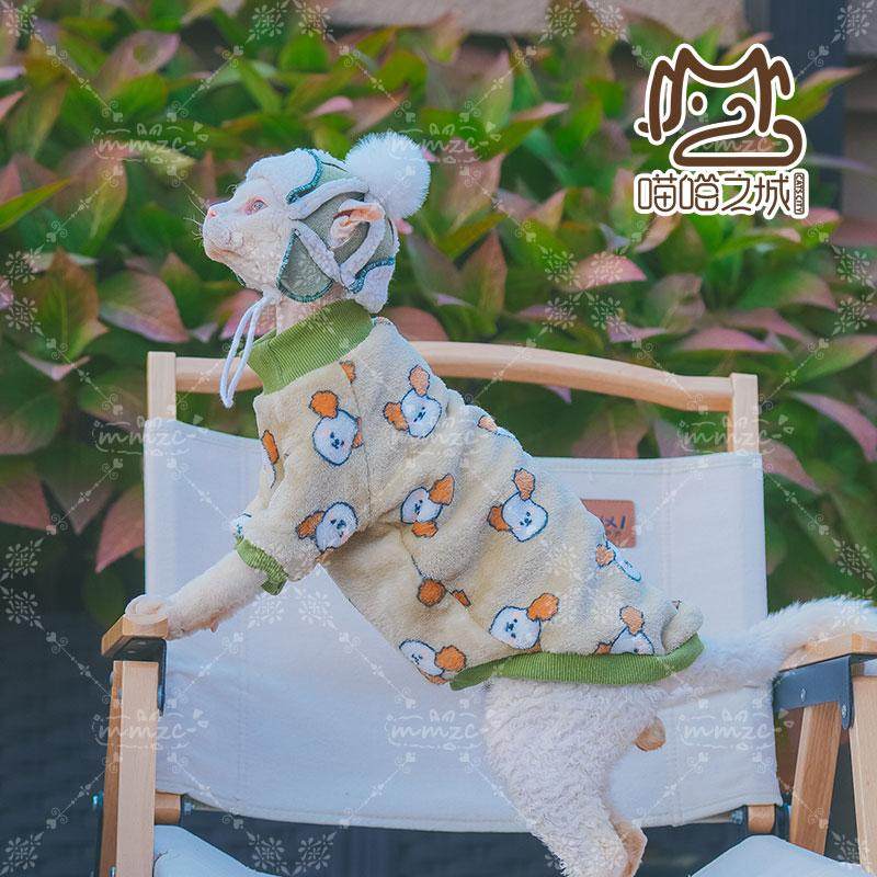 2025年新款无毛猫德文宠物小猫咪秋冬加绒加厚保暖卡通法兰绒长袖,宠物/宠物食品及用品,猫宠物服装/雨衣（新）,淘宝优惠券,粉丝福利购,淘宝优惠卷