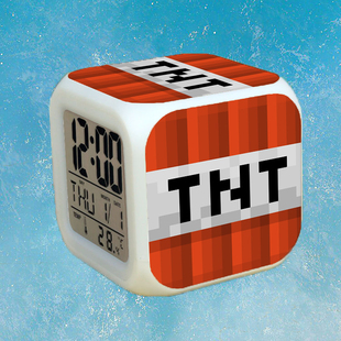 我的世界烦人的村民闹钟MC游戏周边儿童学生床头四方电子钟可定制