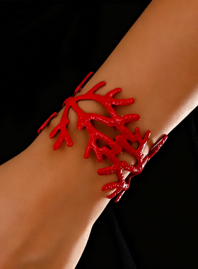 欧美海洋风珊瑚状镂空开口手镯