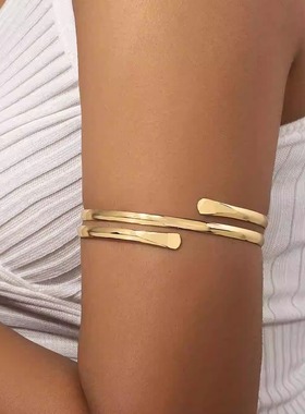 两头压扁双层臂环金属极简主义