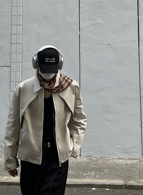 Celia Lab米色男clean fit短款外套宽松休闲镂空拼接潮牌夹克VIBE