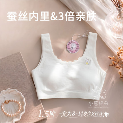 少女内衣儿童海蓝YZ薄款无痕蚕丝一二阶小学初高中生背心发育文胸