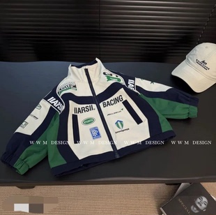 赛车服外套2025儿童女宝宝秋款 机车洋气棒球服外套 新款 男童春秋季
