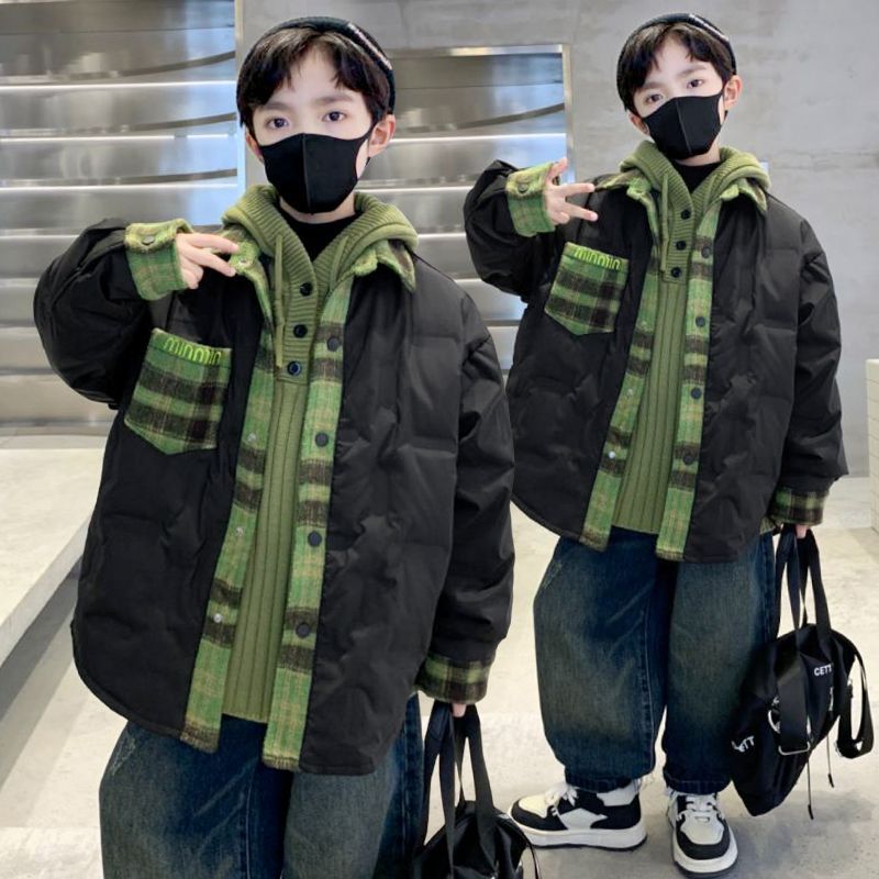 男童轻薄翻领羽绒服儿童冬装新款白鸭绒衬衫童装中大童冬季外套潮