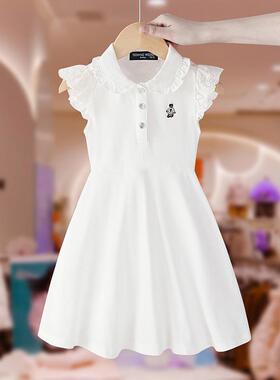 女童连衣裙夏装2026新款儿童装白色小女孩娃娃领夏款洋气公主裙子