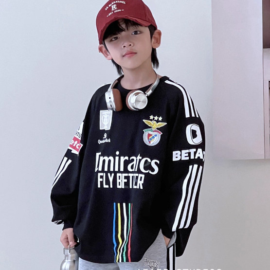 男童撞色圆领卫衣儿童春秋装2025新款中大童亲肤舒适百搭洋气上衣