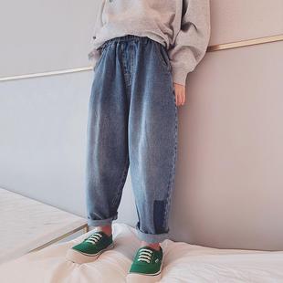 春秋2026新款 裤 韩版 儿童装 子 中大童洋气宽松休闲老爹裤 女童牛仔裤