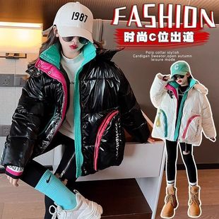 女童冬装羽绒棉服2026新款加厚亮面免洗女童棉服中大童洋气棉袄潮