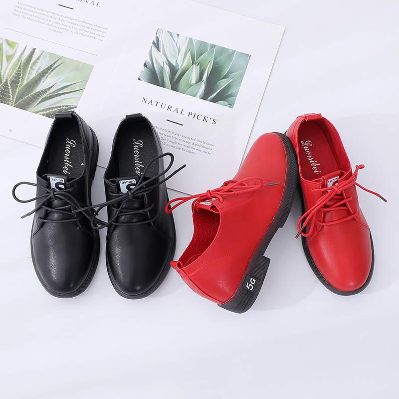 鞋子女2021春新款英伦百搭平底