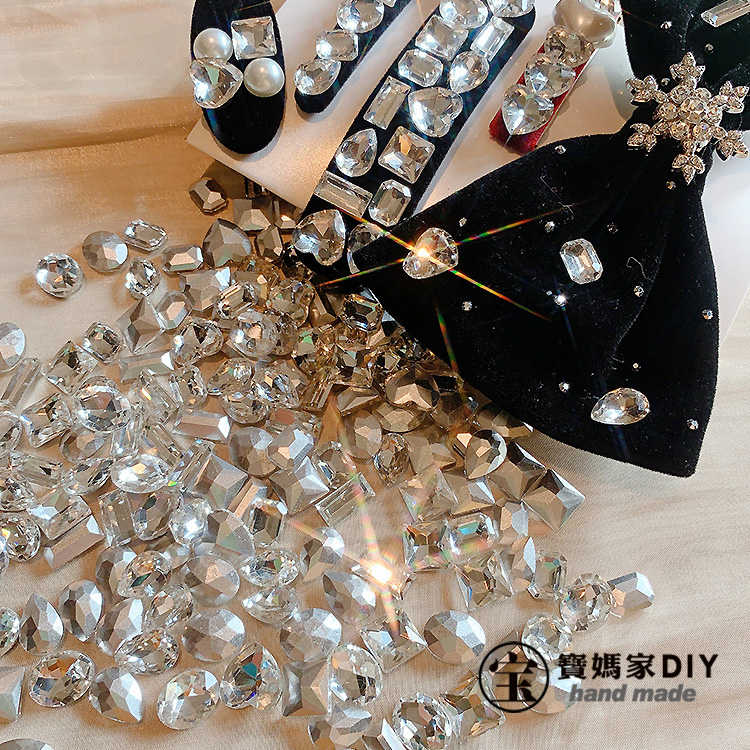 玻璃钻水钻大宝石非尖底宝妈家手工diy发饰材料桃心长条正方椭圆