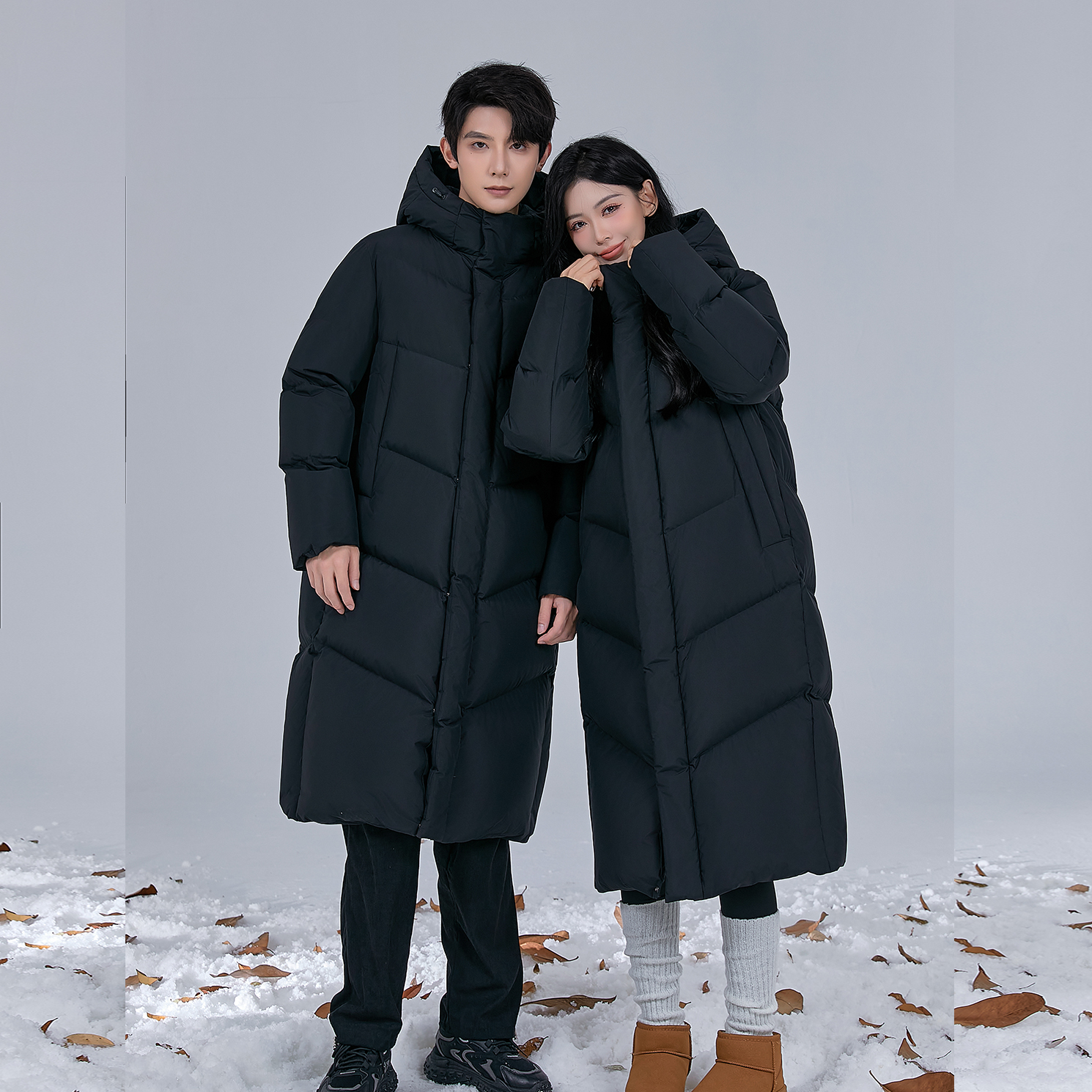 过膝羽绒服中长款定制LOGO鹅绒厚外套艺考中戏团体公司防寒工作服